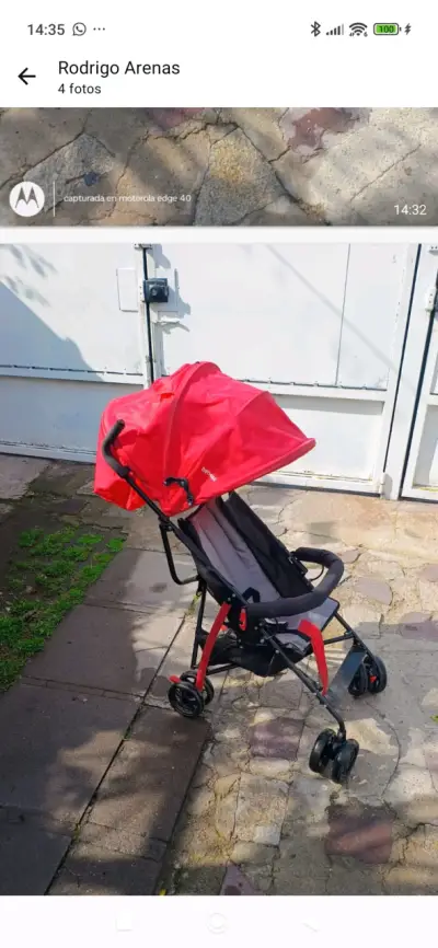 Coche de bebé plegable rojo Bebesit - miniatura 4