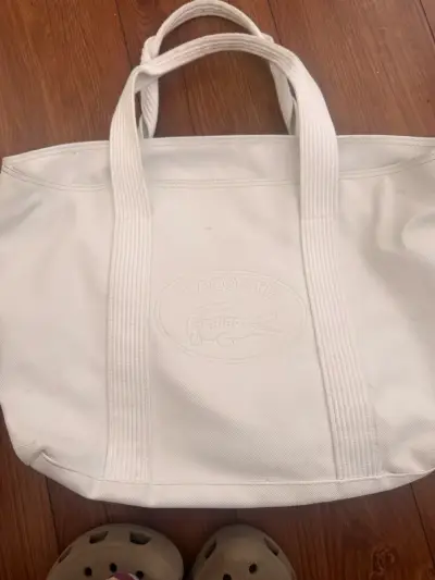 Bolso tote blanco Lacoste de lona - miniatura 1
