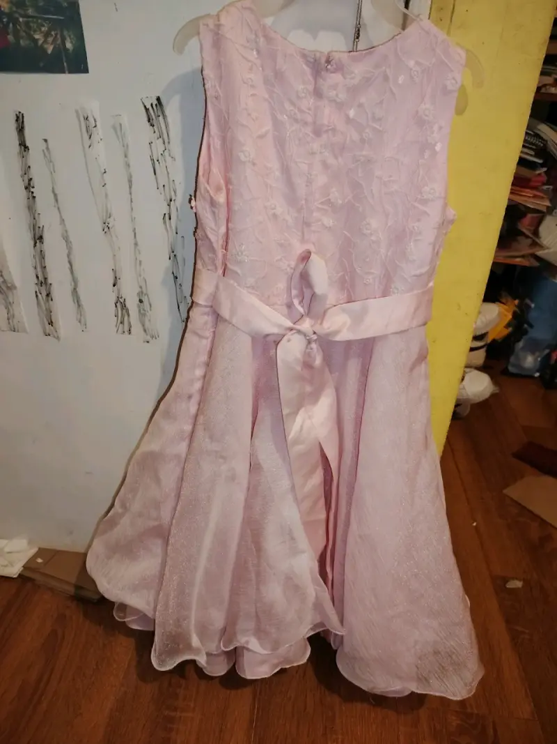 Vestido de fiesta infantil rosa con flores - 2