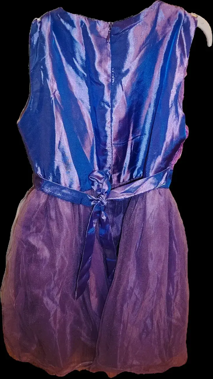 Vestido de fiesta de niña morado con lazo - 2