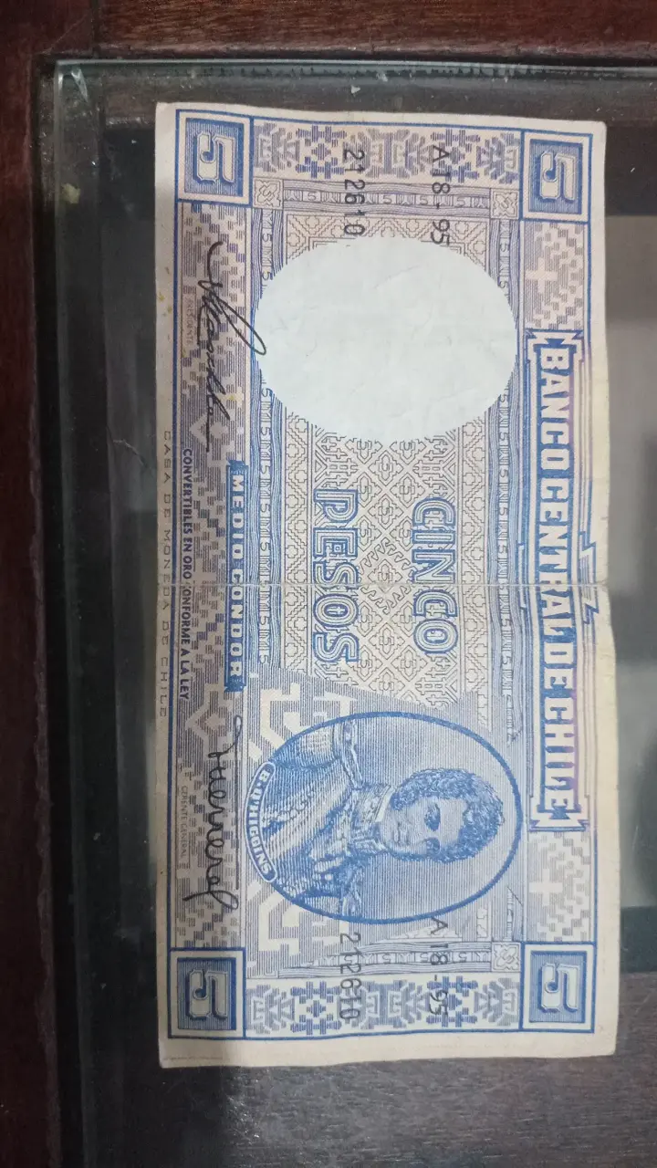 Billete antiguo de 5 pesos chilenos - 2