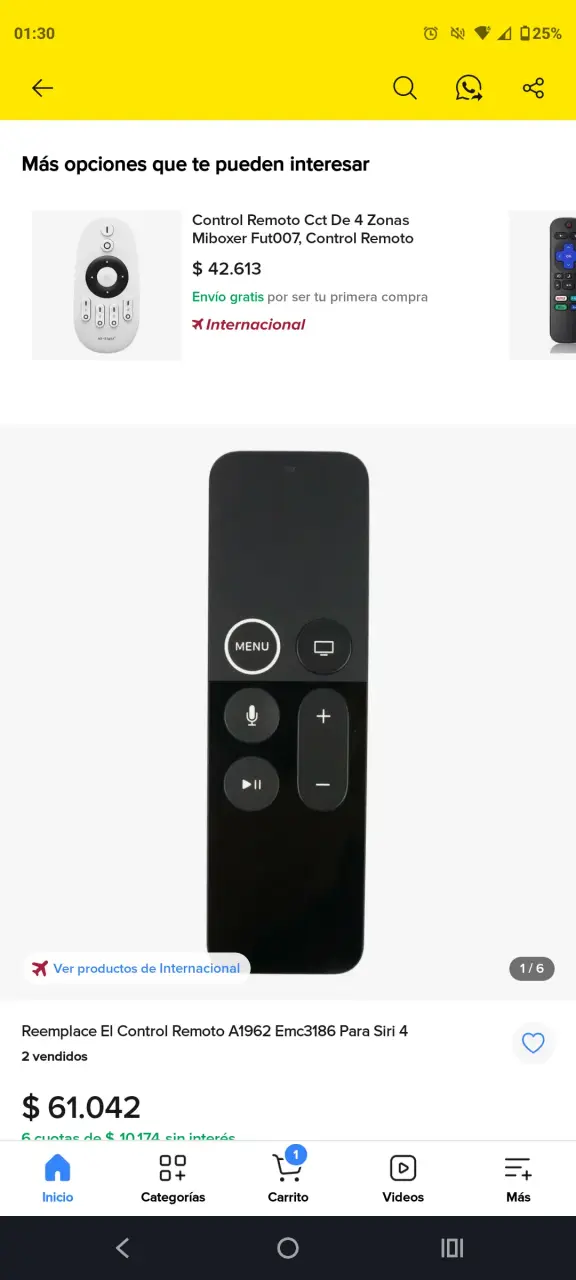 Control remoto para Siri 4 A1962 EMC3186
