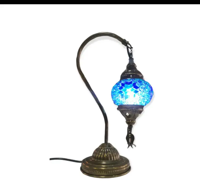 Lámpara de Mesa Turca con Pantalla Azul - 1