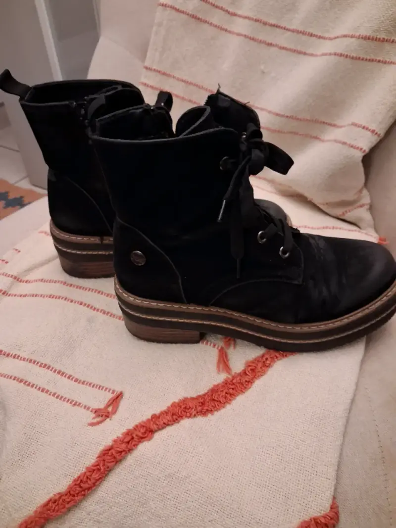 Botines de cuero negro con plataforma - 4