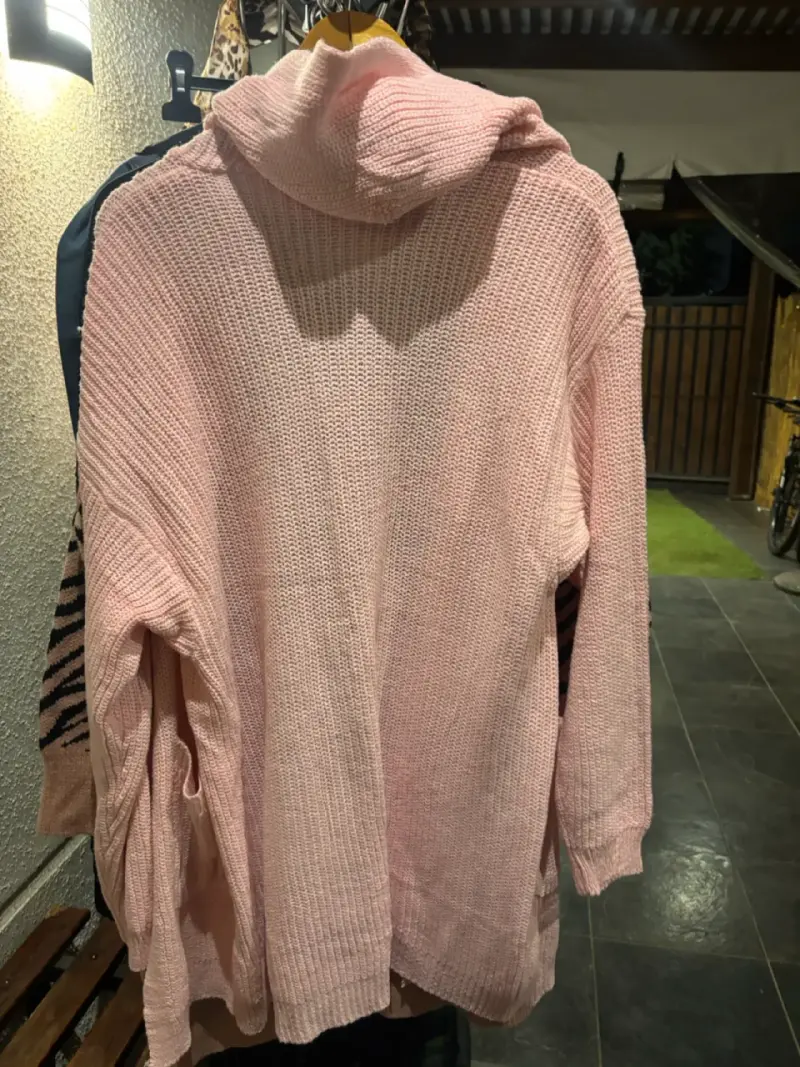 Cárdigan largo rosado para mujer - 2