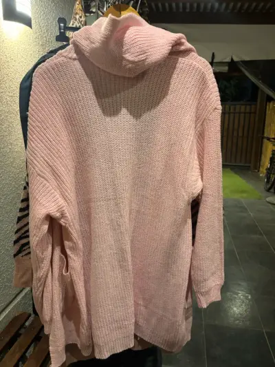 Cárdigan largo rosado para mujer - miniatura 2