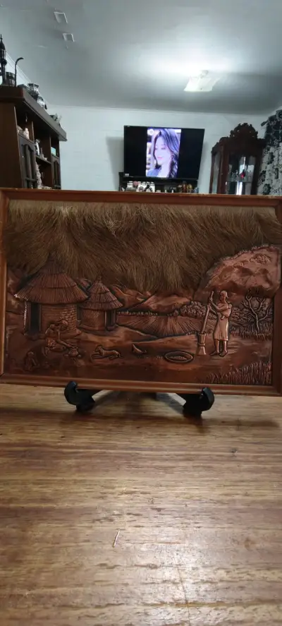 Cuadro Decorativo Tallado en Madera con Relieve - miniatura 1