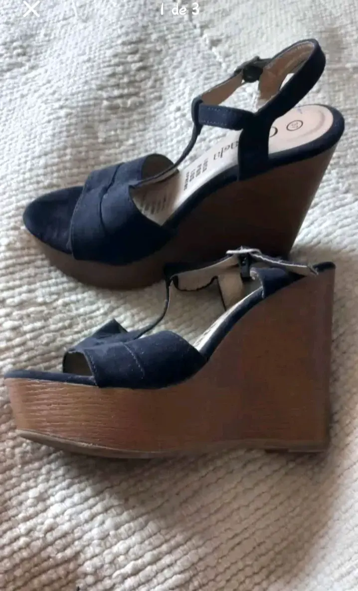 Sandalias de cuña negras talla 37 - 3