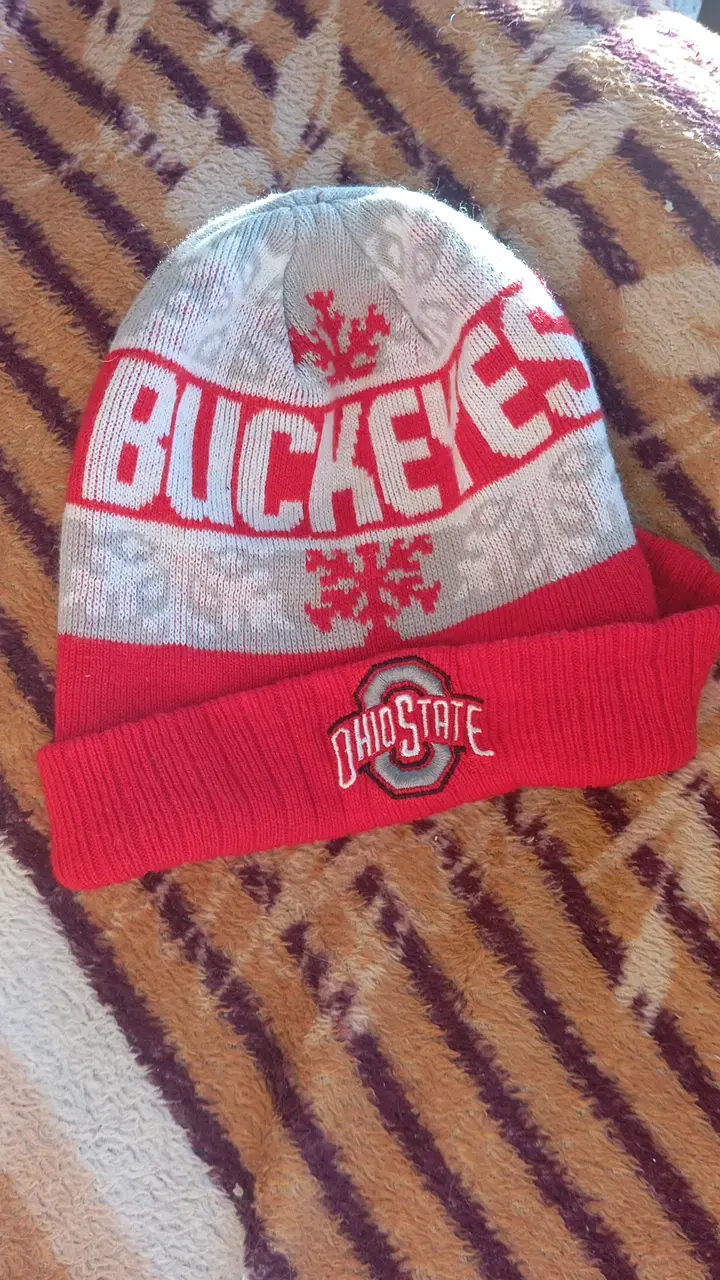 Gorro de lana Buckeyes Ohio State rojo y gris - 1