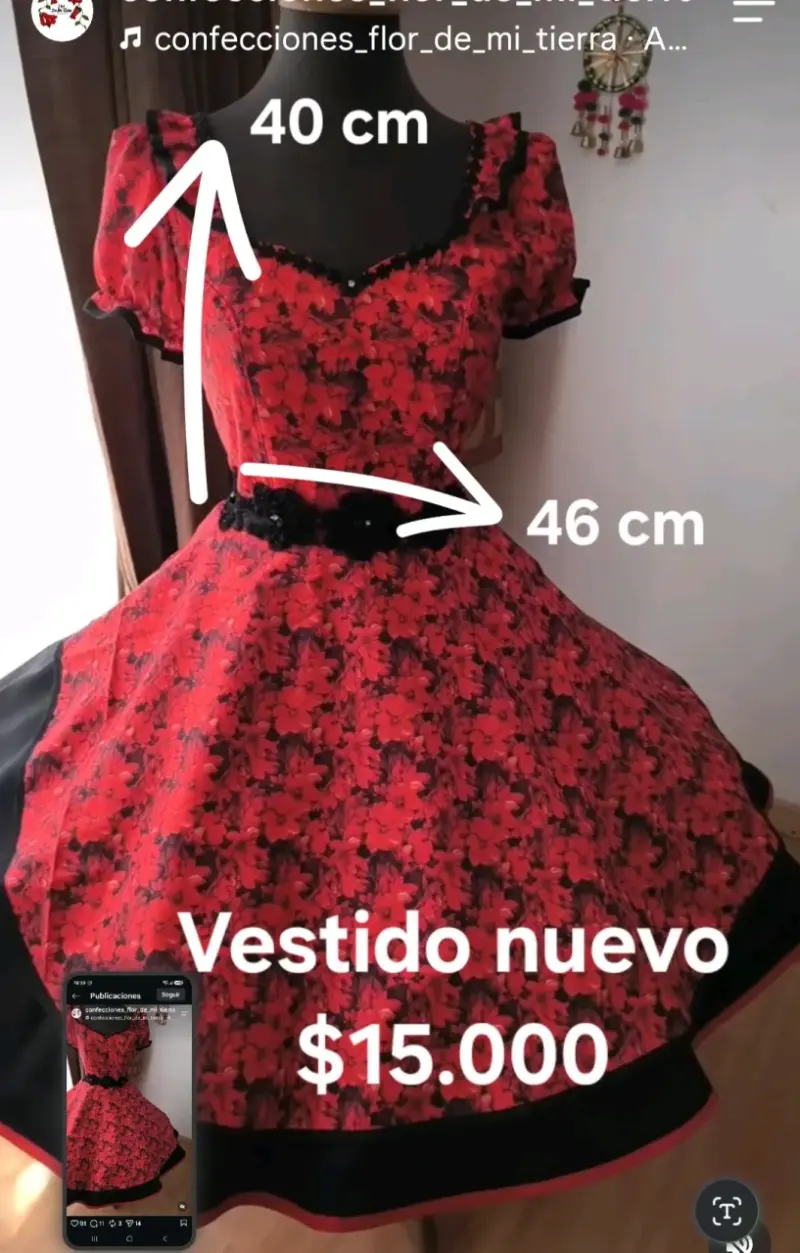 Vestido rojo floral nuevo