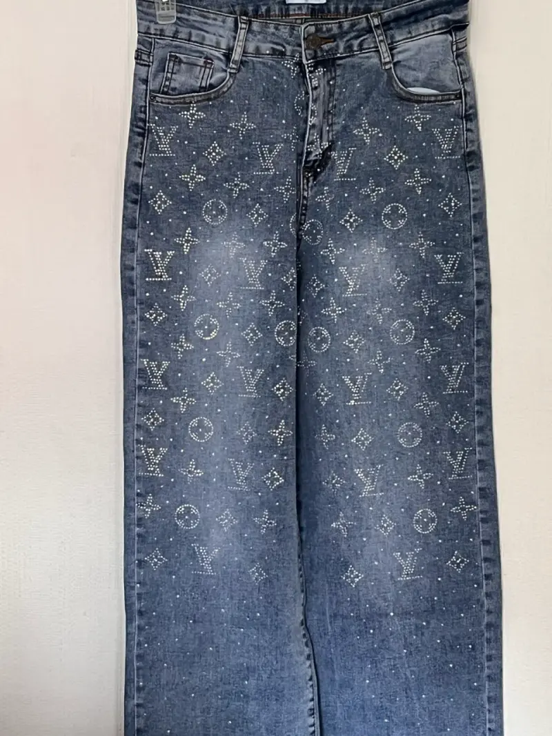 Jeans de mujer con diseño de cristales - 1
