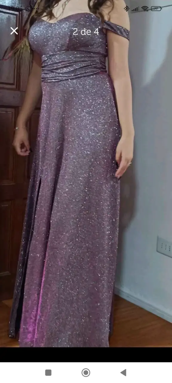Vestido de fiesta largo con brillo morado - 3