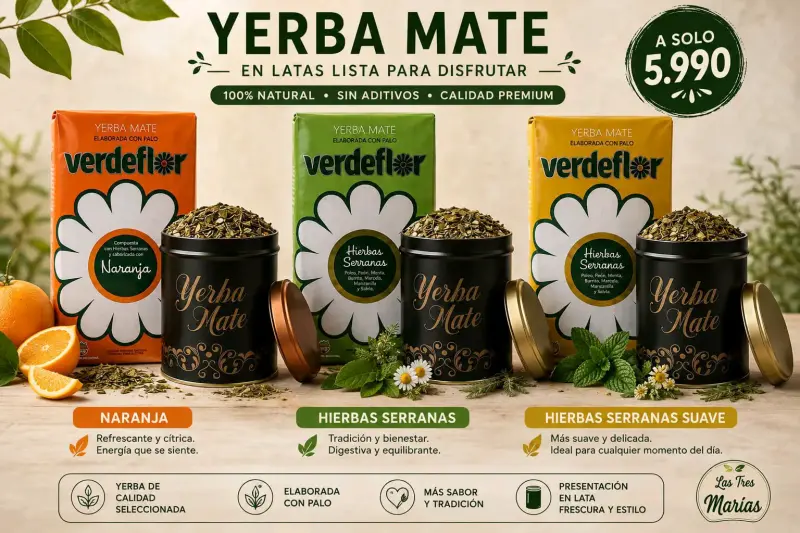 Yerba Mate Verdeflor en Lata Serrana Menta Naranja