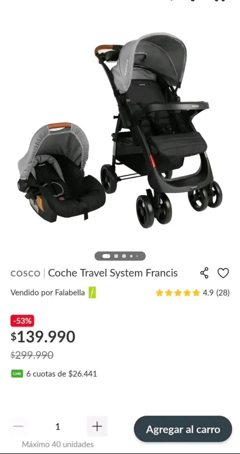 Coche de bebé Infanti negro con silla de auto - 5