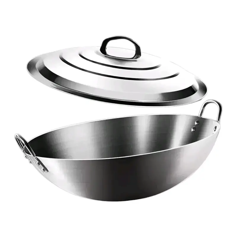 Wok de acero inoxidable con tapa para cocina - 2
