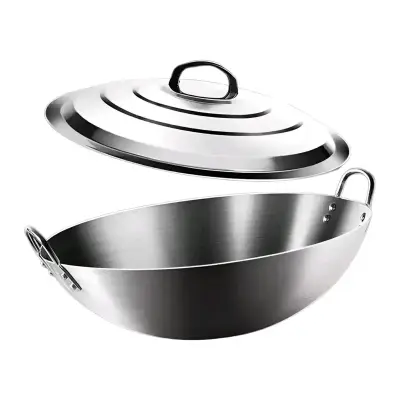 Wok de acero inoxidable con tapa para cocina - miniatura 2