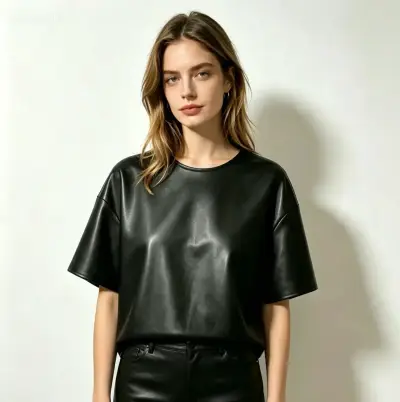 Polera americanino ecocuero nueva con etiqueta - miniatura 1