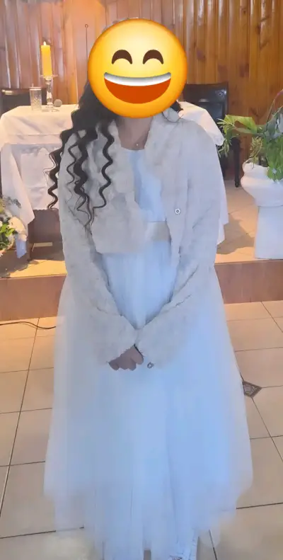 Vestido de Primera Comunión Blanco con Encaje - miniatura 2