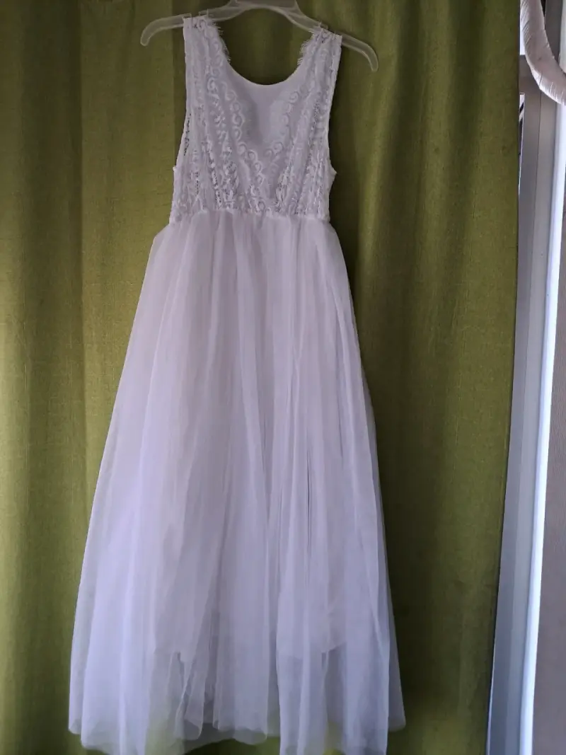 Vestido de Primera Comunión Blanco con Encaje - 4
