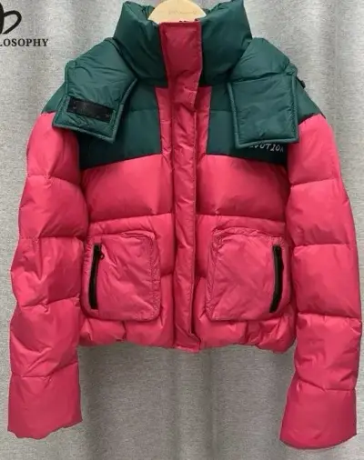 Chaqueta acolchada bicolor para invierno - miniatura 4