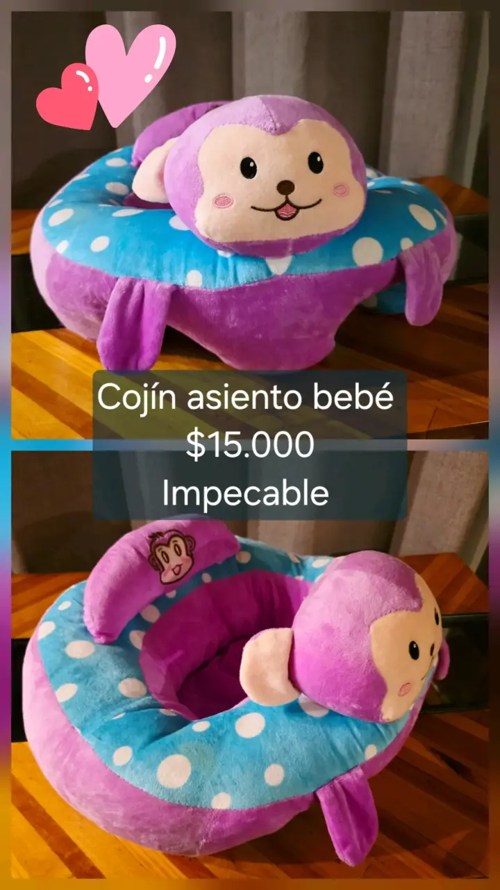 Cojín asiento bebé con diseño de mono