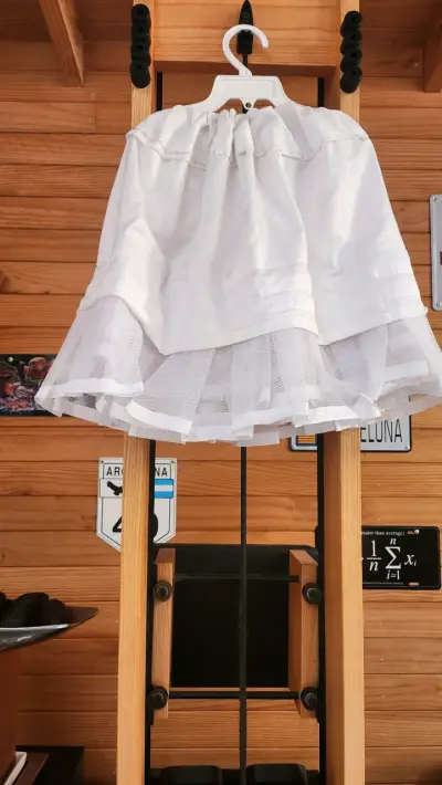 Vestido de huasa azul con flores y encaje para niña - miniatura 4