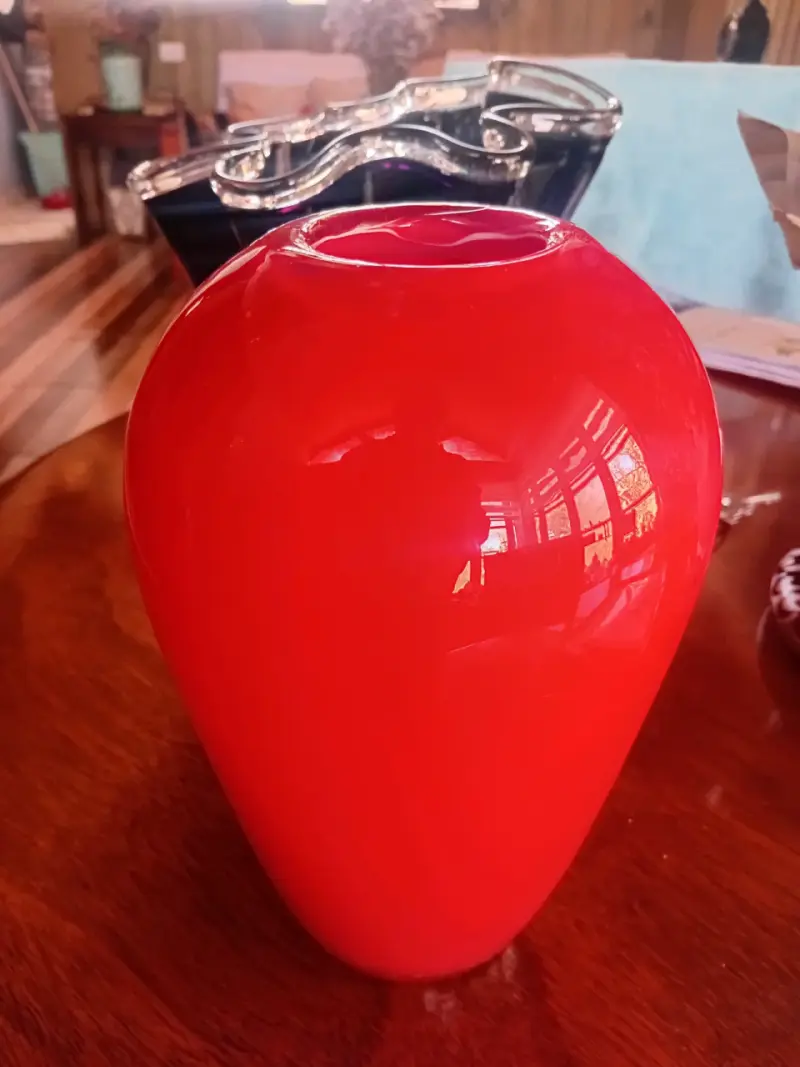 Jarrón de Cristal Murano Rojo y Negro - 2