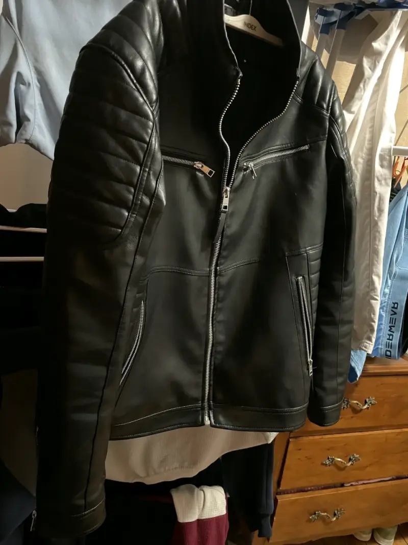 Chaqueta de cuero negra para hombre - 2