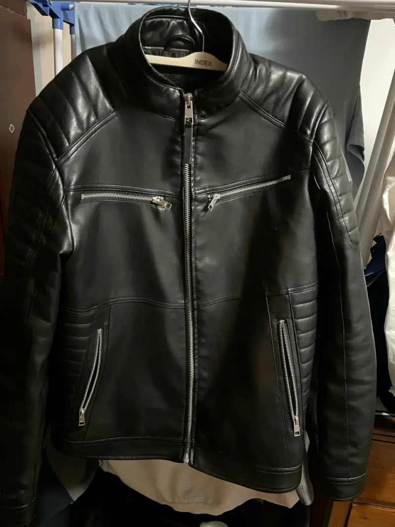 Chaqueta de cuero negra para hombre - 5