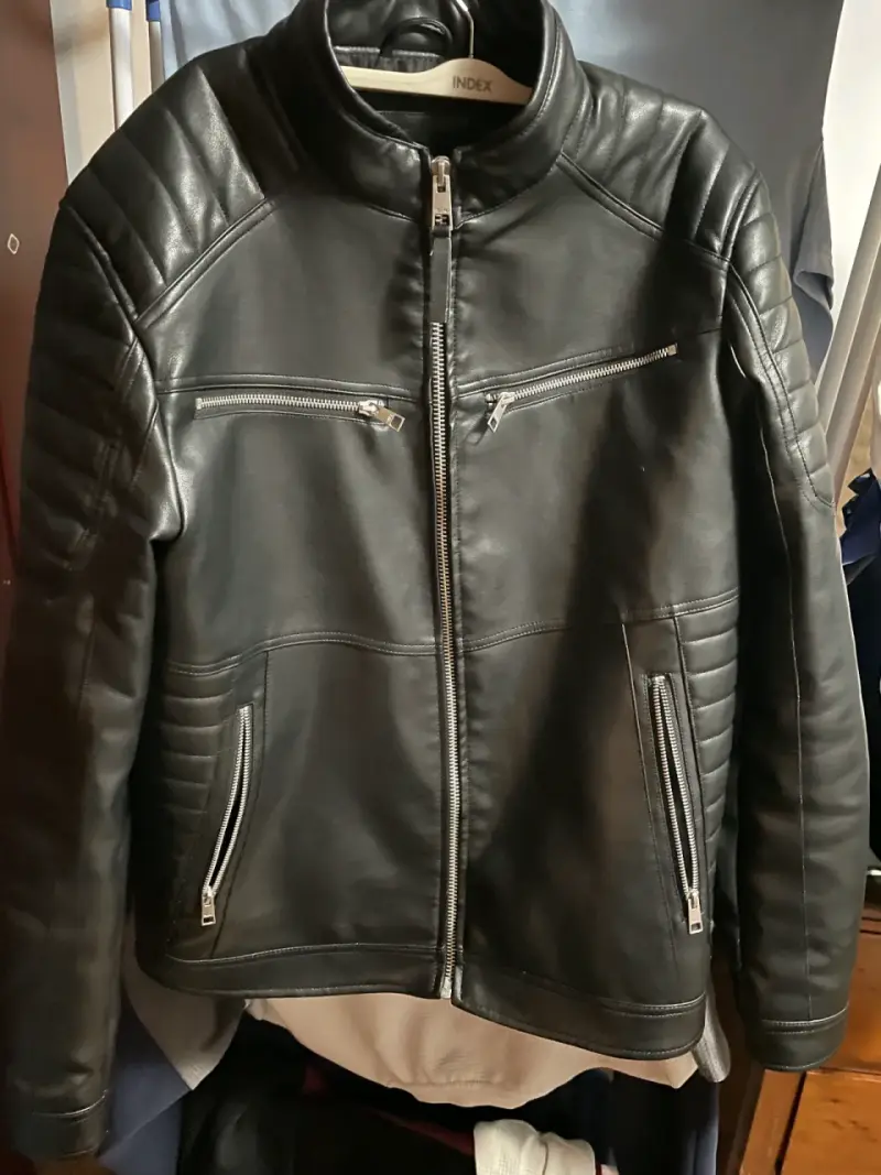 Chaqueta de cuero negra para hombre - 8