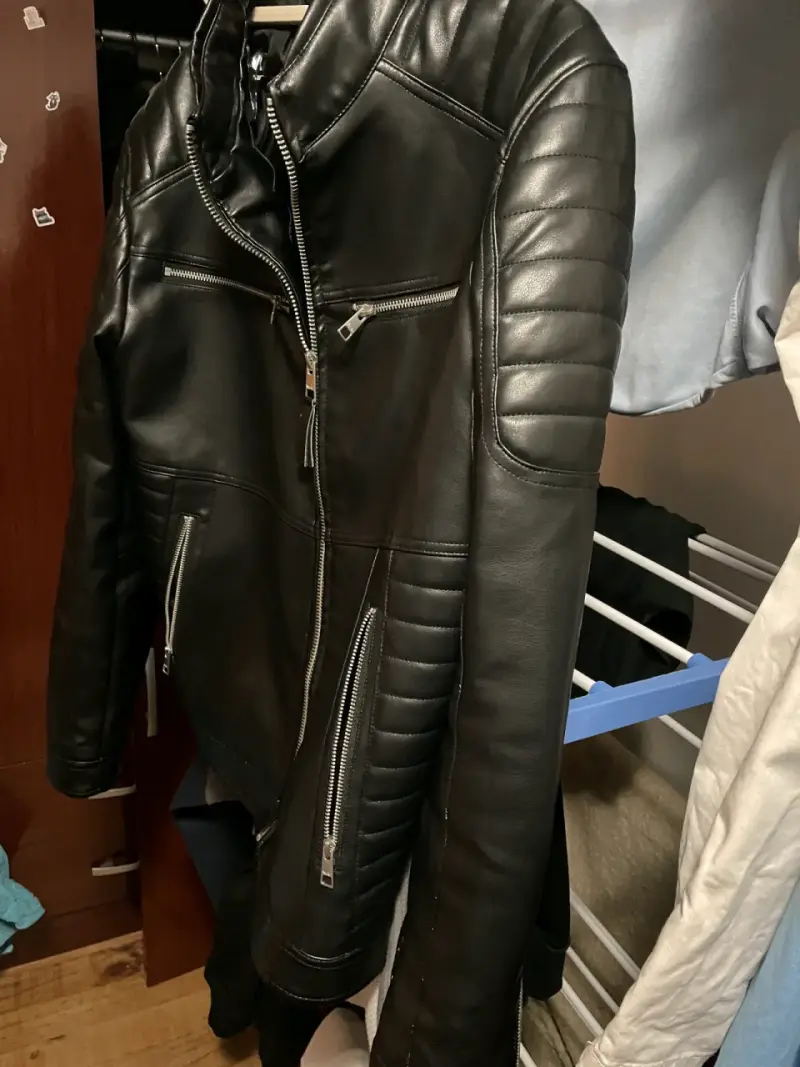 Chaqueta de cuero negra para hombre - 12
