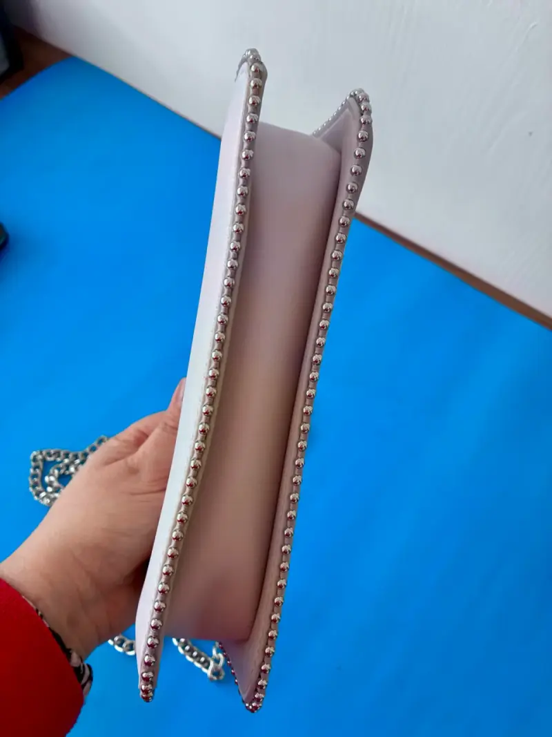Cartera cruzada blanco invierno cadena metálica - 5