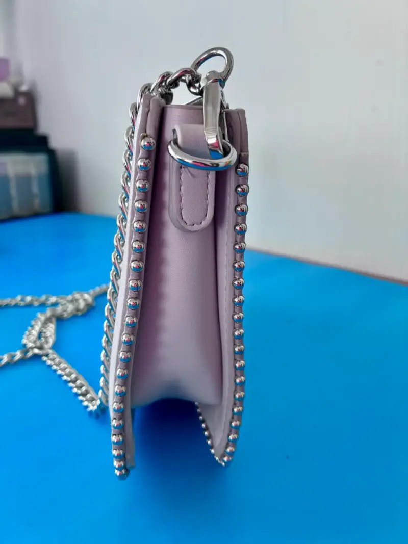 Cartera cruzada blanco invierno cadena metálica - 6