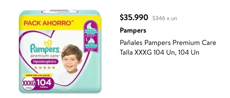 Pañales Pampers Premium Care Talla XXXG - 4