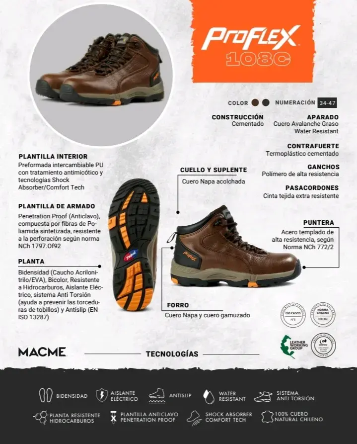 Zapato de seguridad N°40 Proflex - 5