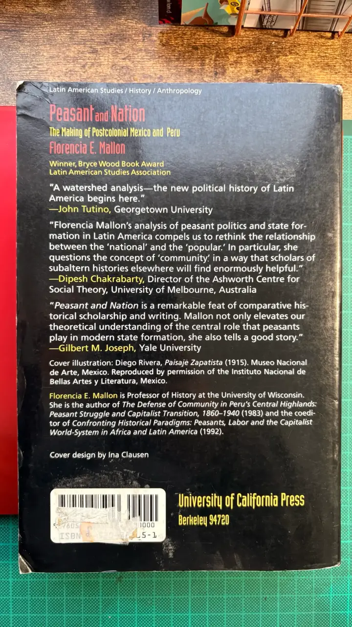 Libro Peasant and Nation de Florencia E. Mallon - 2