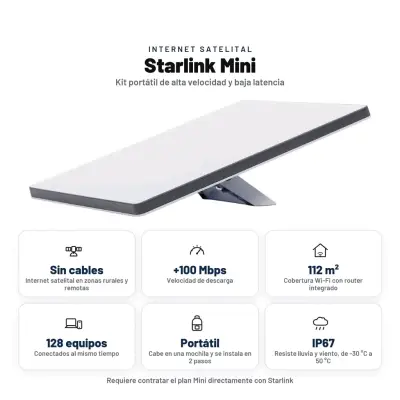 Kit de Internet Satelital Starlink Mini Portátil - miniatura 1