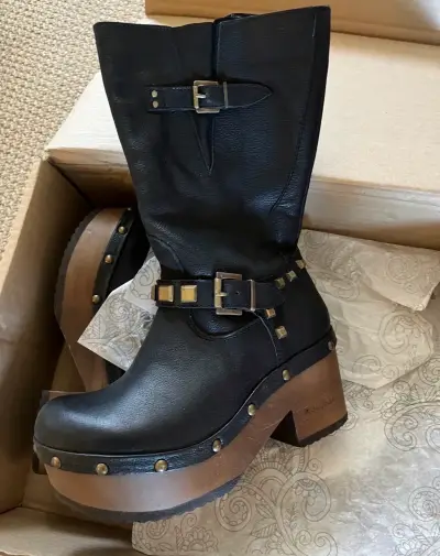 Botas negras de cuero Kebba 38 - miniatura 1