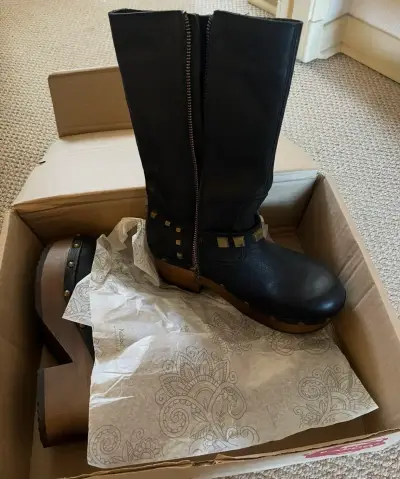 Botas negras de cuero Kebba 38 - miniatura 2