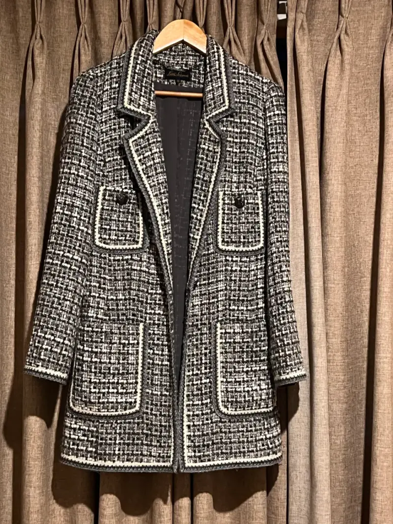 Chaqueta de tweed Luisa Spagnoli en blanco y negro - 1