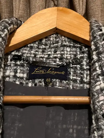 Chaqueta de tweed Luisa Spagnoli en blanco y negro - miniatura 2