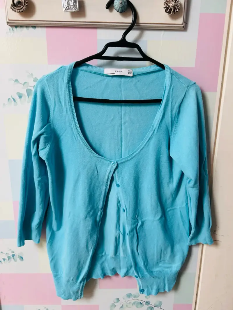 Cardigan azul claro Zara para mujer