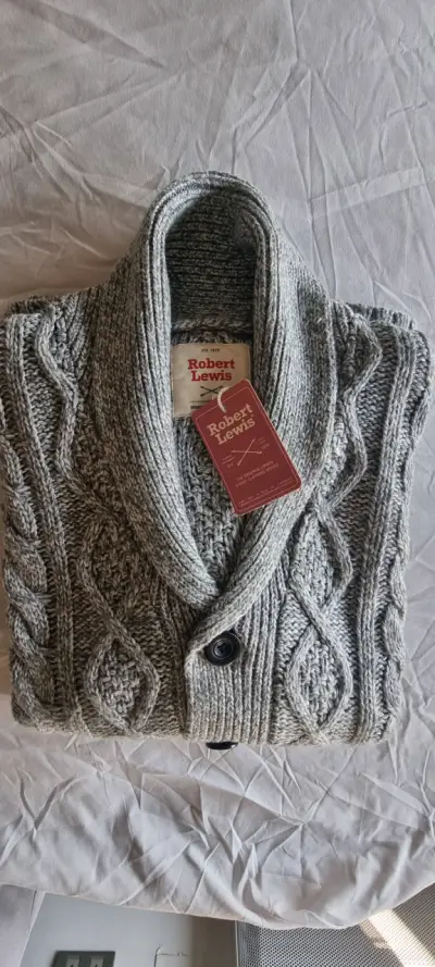 Cárdigan de lana gris Robert Lewis - miniatura 2
