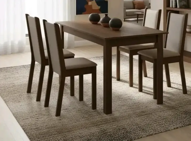 Juego de Comedor de Madera con 4 Sillas