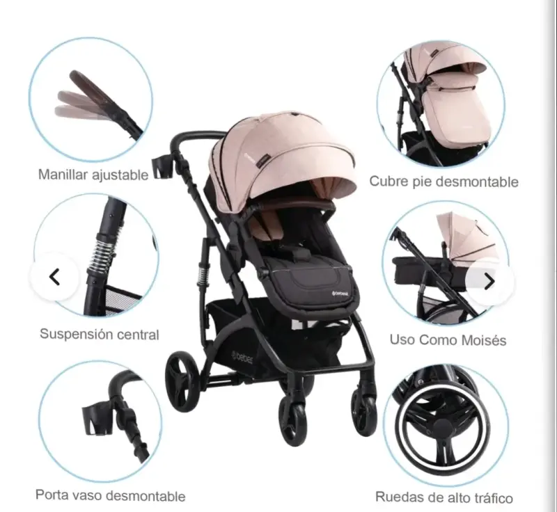 Coche de bebé Bebesit con moisés y silla de auto - 3