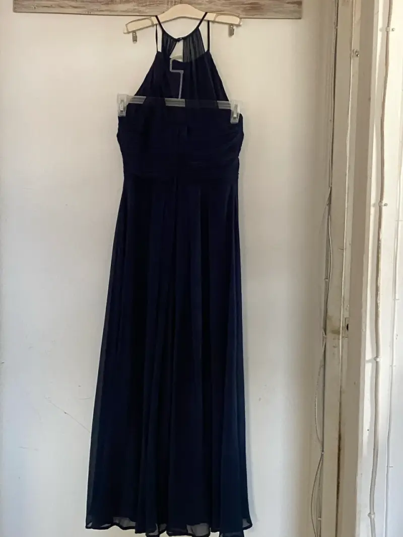 Vestido largo azul marino elegante para mujer - 1