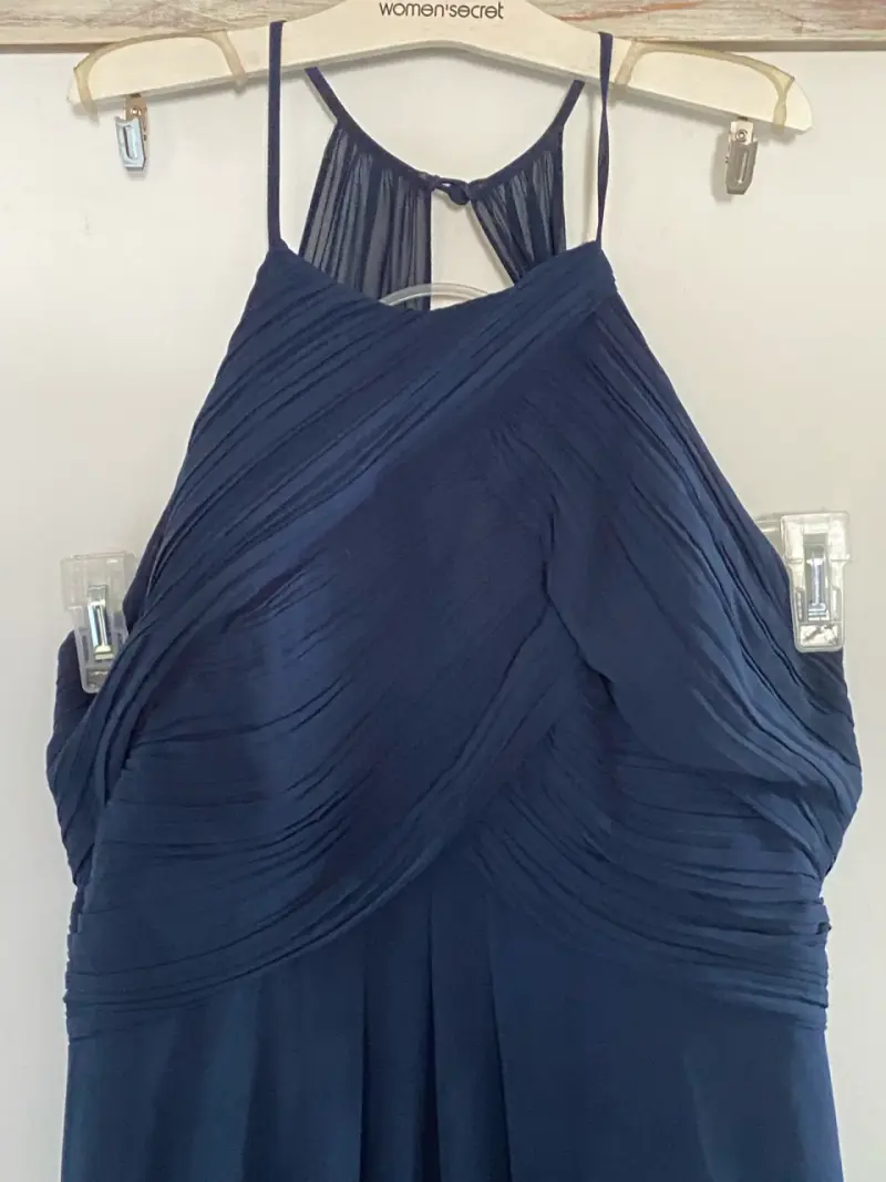 Vestido largo azul marino elegante para mujer - 2