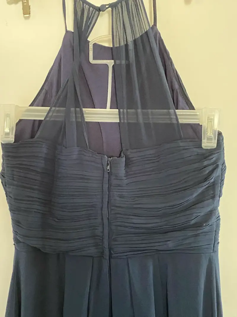 Vestido largo azul marino elegante para mujer - 3