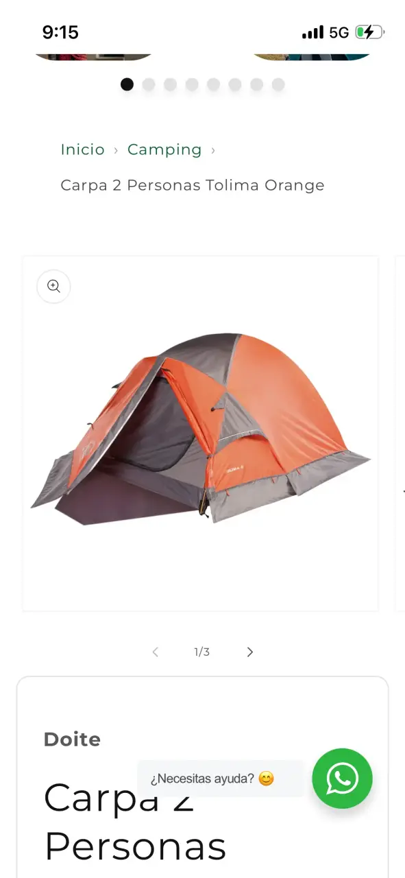 Carpa para 2 Personas Doite Tolima Naranja - 2