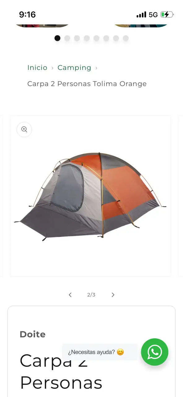 Carpa para 2 Personas Doite Tolima Naranja - 4
